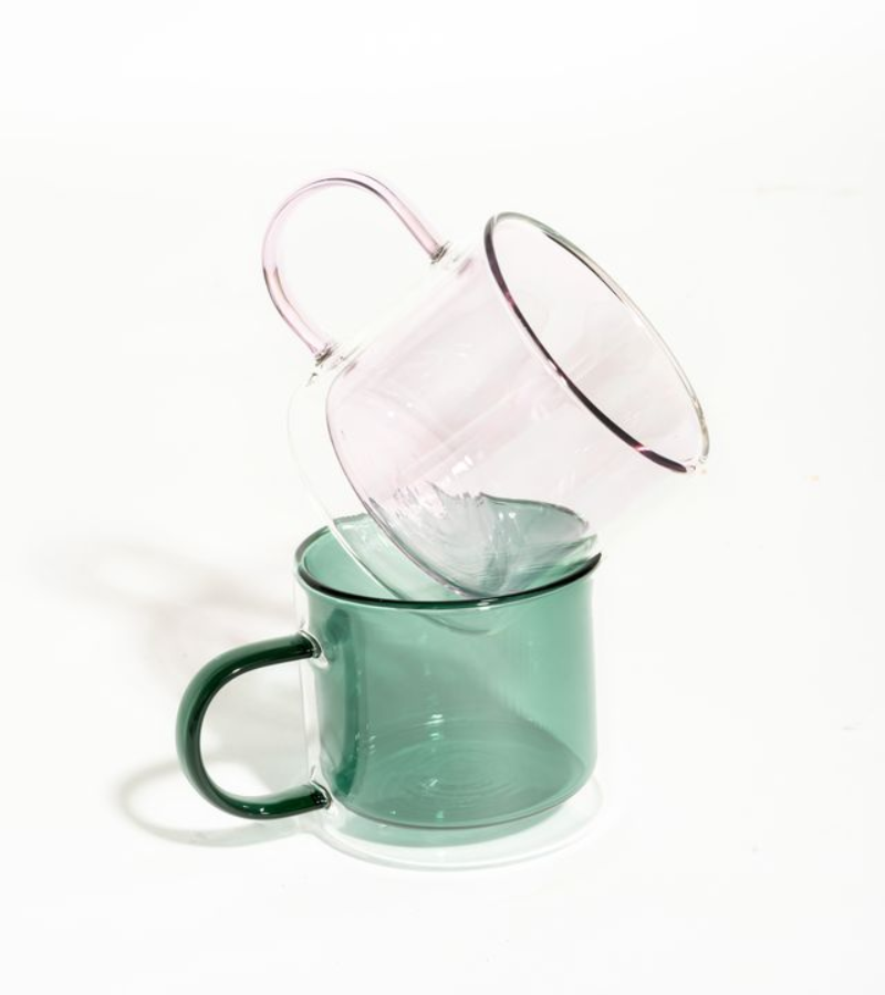 Set de tasses double paroi en borosilicate Pair-a-tea rose-vert