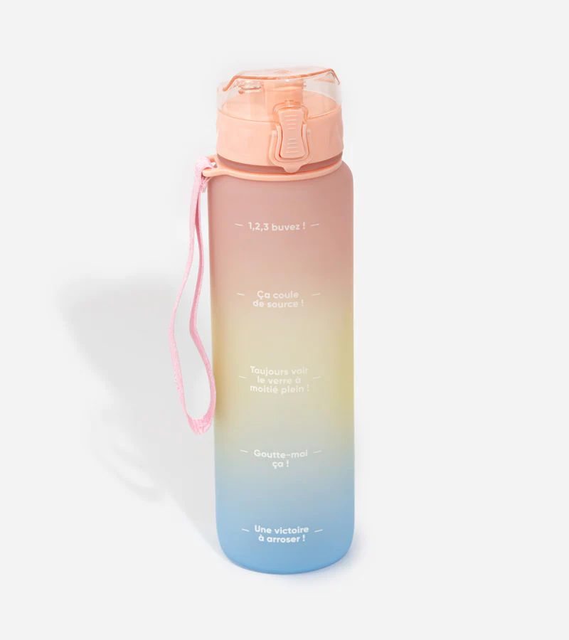 Motivations-Trinkflasche mit Skala auf Französisch