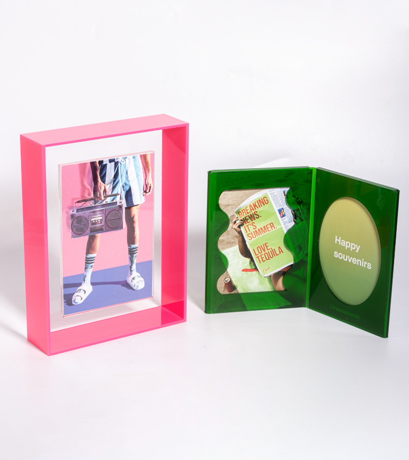Cadre photo vert pop en acrylique double
