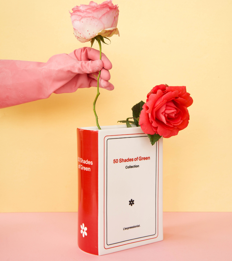 Book vase "50 shades of green"
