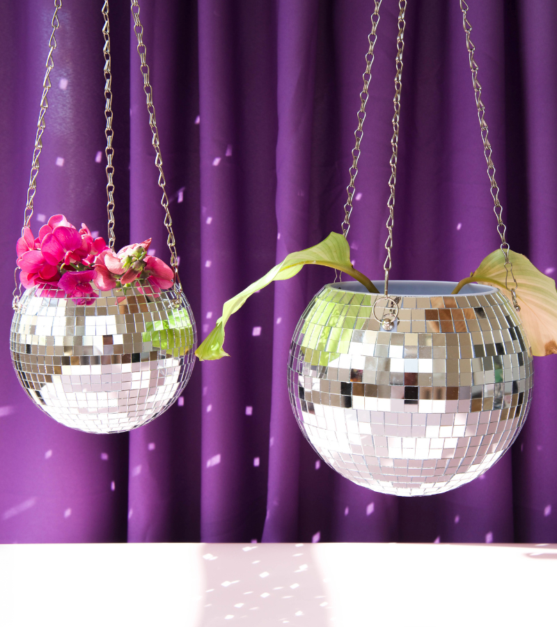 Cache pot à plantes disco boule à facettes