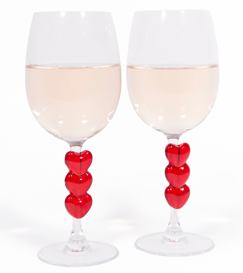 Coffret de deux verres à vin coeurs