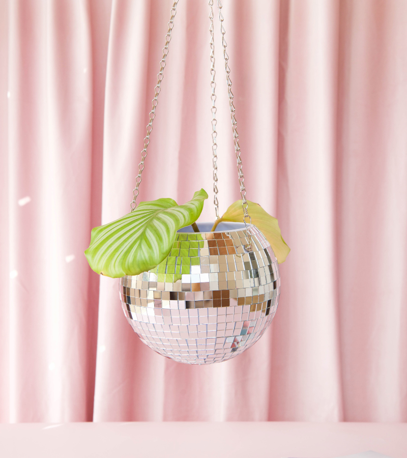 Cache pot à plantes disco boule à facettes