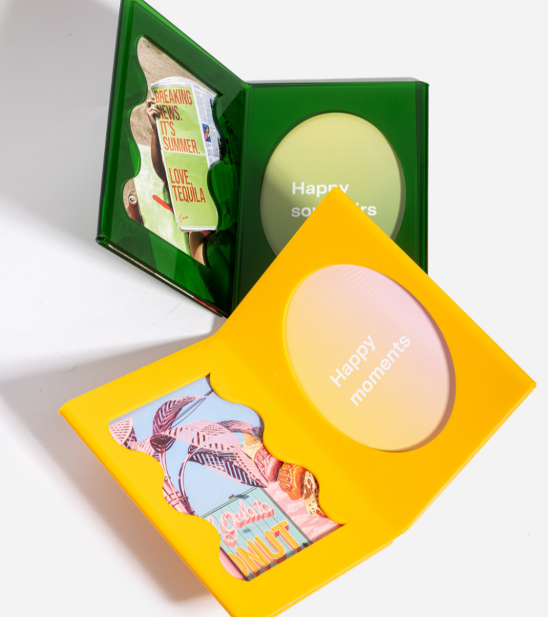 Cadre photo vert pop en acrylique double