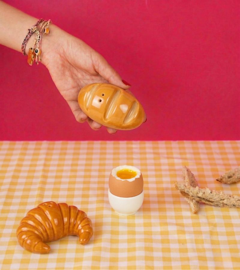 Baguette and croissant salt and pepper shakers