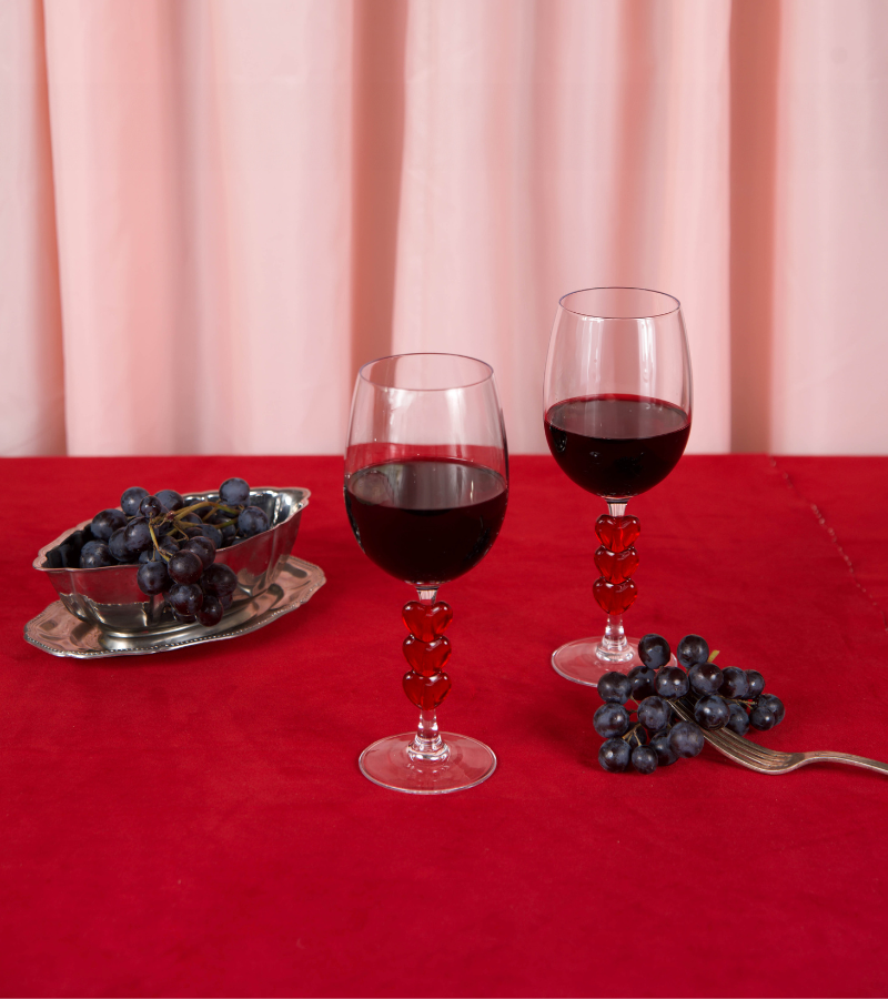 Coffret de deux verres à vin coeurs