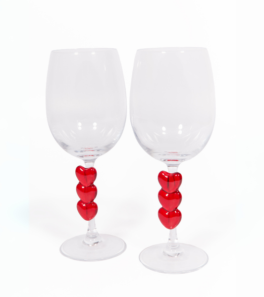 Coffret de deux verres à vin coeurs