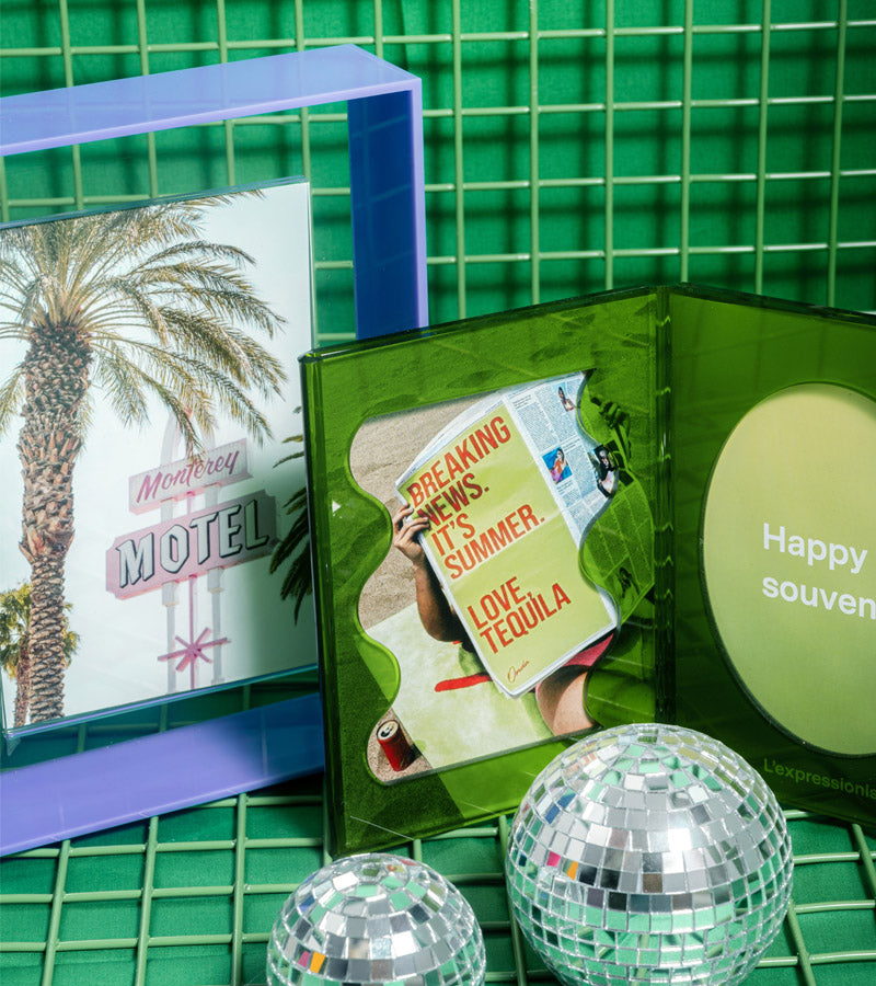 Cadre photo vert pop en acrylique double